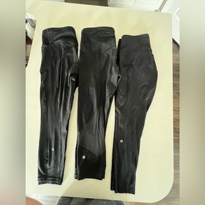 Size 10 LOT - 3 pairs of Lululemon black leggings